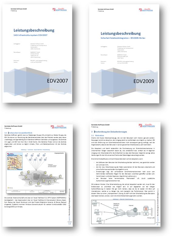 Auszüge der Leistungsbeschreibungen zum SAN-Infrastruktursystem EDV2007 und zur Notebook-Sicherheit EDV2009